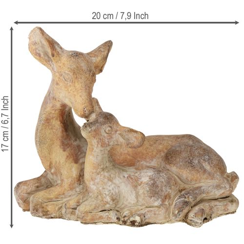 Artikel Deko Figur Reh mit Kitz Steinguss Braun Weiß 20×11×17cm