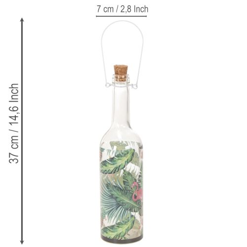 Deko-Flaschen aus Glas mit LED und Flamingo-Motiv 37,5cm Warmweiß 2er-Set | Floristik24.at