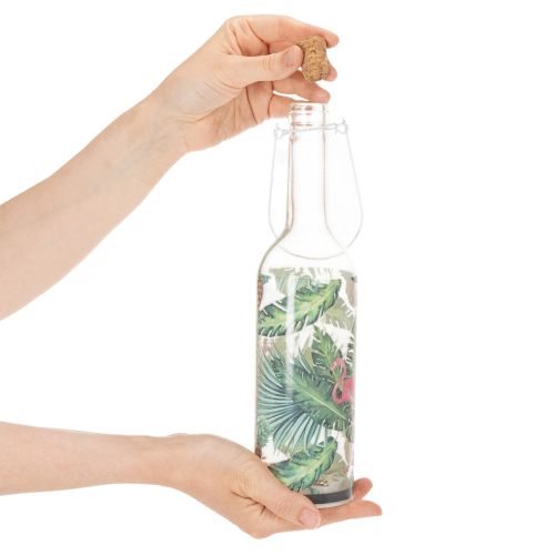 Deko-Flaschen aus Glas mit LED und Flamingo-Motiv 37,5cm Warmweiß 2er-Set | Floristik24.at