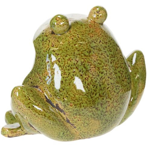 Deko Frosch Keramik Grün Braun Vintage L15,5cm | Floristik24.at