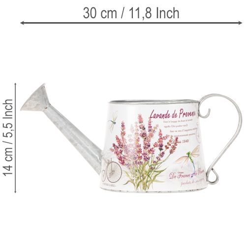 Deko Gießkanne Metall Lavendelmotiv 30×11×14,5 cm für Innenbereich | Floristik24.at