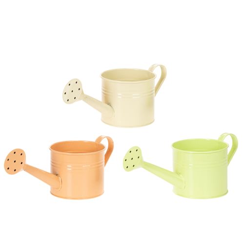 Deko-Gießkanne Set aus Metall Ø11cm H10cm in Pastellfarben Lachs, Grün, Gelbgrün – 8 Stück bestellen | Floristik24.at