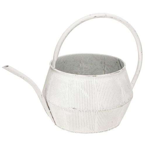 Artikel Deko Gießkanne Weiß Metall Vintage Rillen Dekor Ø25cm