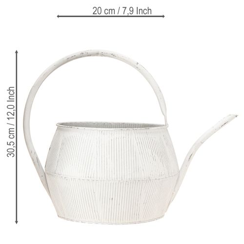 Artikel Deko Gießkanne Weiß Metall Vintage Rillen Dekor Ø25cm
