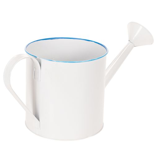 Deko-Gießkanne aus Metall Weiß-Blau Ø17cm 44x17x19cm | Floristik24.at