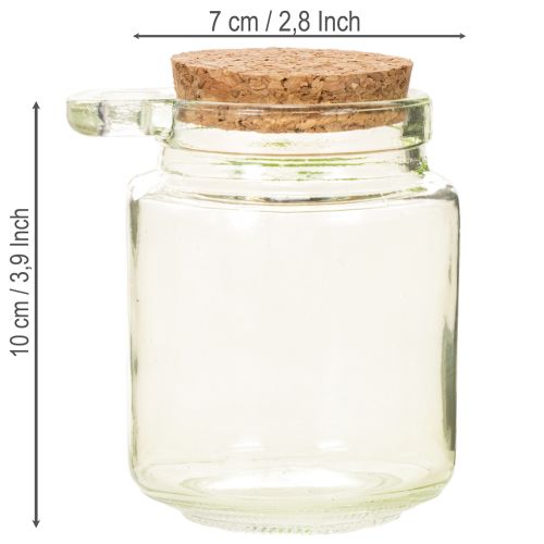 Deko-Gläser aus Glas mit Korkdeckel und Holzlöffeln, Grün, Ø 7 cm, H 10 cm, 2er-Set | Floristik24.at