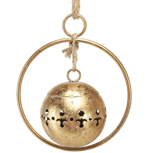 Floristik24 Deko Glocke Gold Schelle Hängedeko Metall Natur Ø14cm