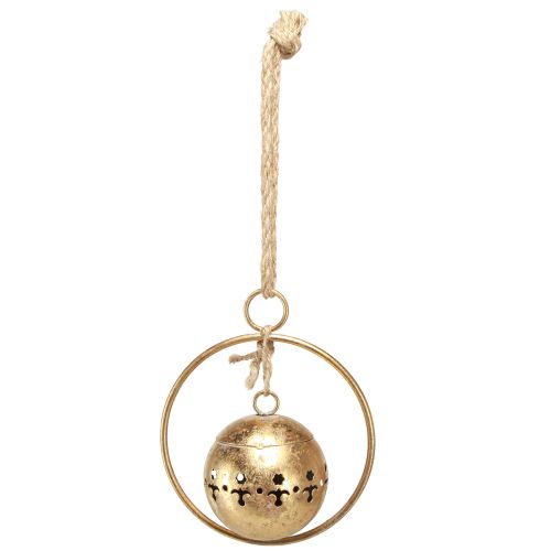 Artikel Deko Glocke Gold Schelle Hängedeko Metall Natur Ø14cm