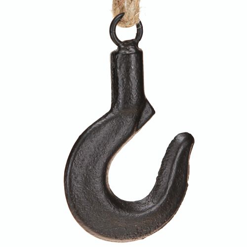 Deko Haken Metall Schwarz Haken mit Jutekordel H54cm