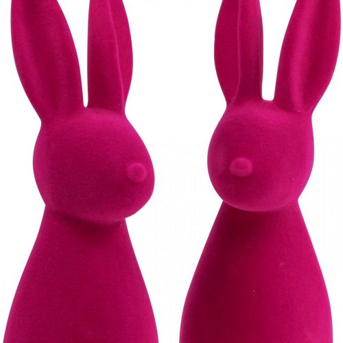 Floristik24 Deko Hase Deko-Osterhase – 2. Wahl – Beflockt Pink H29,5cm 2 St