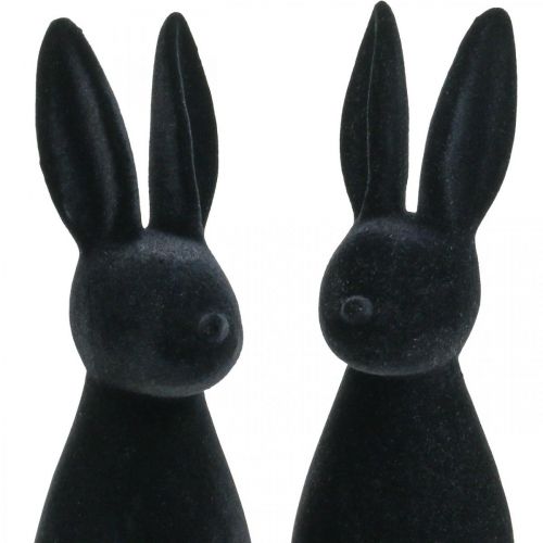 Artikel Deko Hase Schwarz – 2. Wahl – Deko-Osterhase Beflockt H29,5cm 2 St