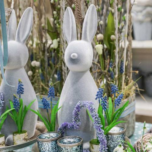 Floristik24 Deko-Hase Grau beflockt 47cm Osterhase Dekoration Ostern