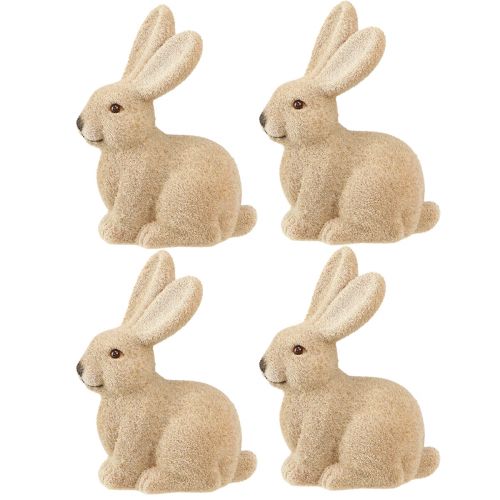 Artikel Deko Hasen Sitzend Ostern Braun – 2. Wahl – Beflockt H15cm 4 St