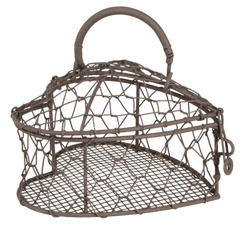 Floristik24 Deko Herz aus Draht zum Befüllen Vintage Grau 14×13,5cm