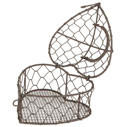 Floristik24 Deko Herz aus Draht zum Befüllen Vintage Grau 14×13,5cm