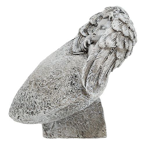 Floristik24 Deko Herz mit Engel Grau 10,5cm 2 St