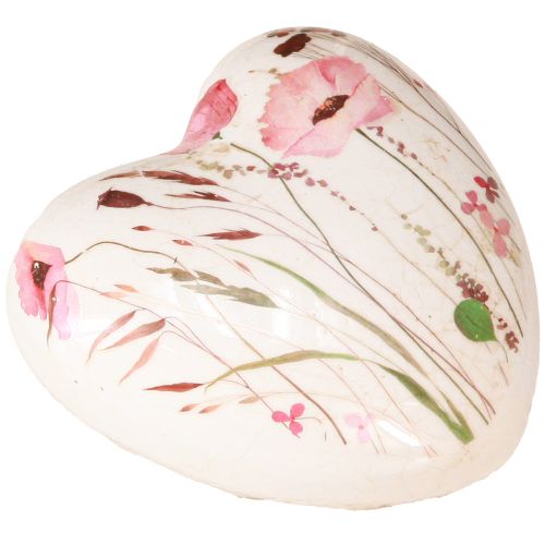 Deko Herzen Keramik Tischdeko Mohn Krakelee 8cm 3St