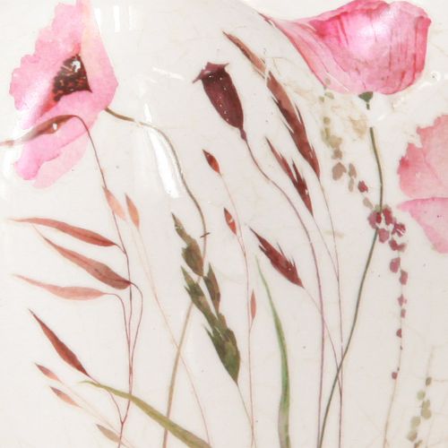 Artikel Deko Herzen Keramik Tischdeko Mohn Krakelee 8cm 3St