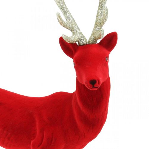 Floristik24 Deko Hirsch Dekofigur Deko-Rentier Beflockt Rot H40cm