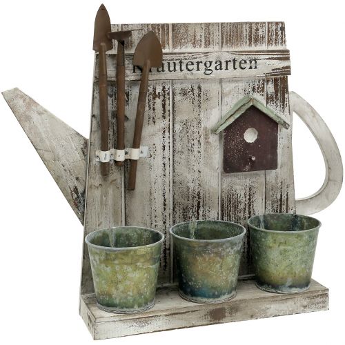 Floristik24 Deko Holzregal mit Töpfen 50cm x 43cm x 11,5cm