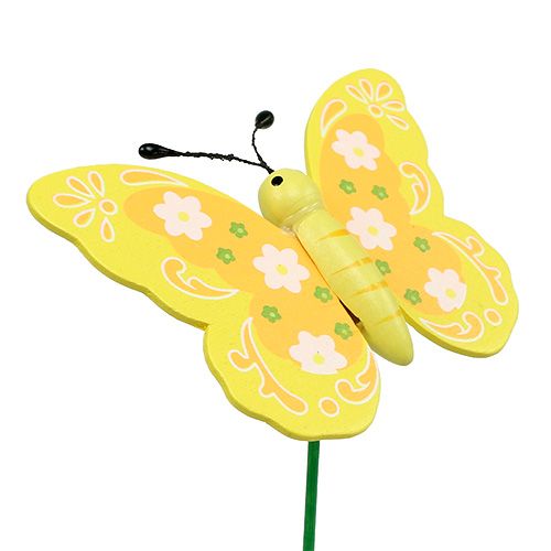 Floristik24 Deko-Holzschmetterlinge am Stab 8cm 24St