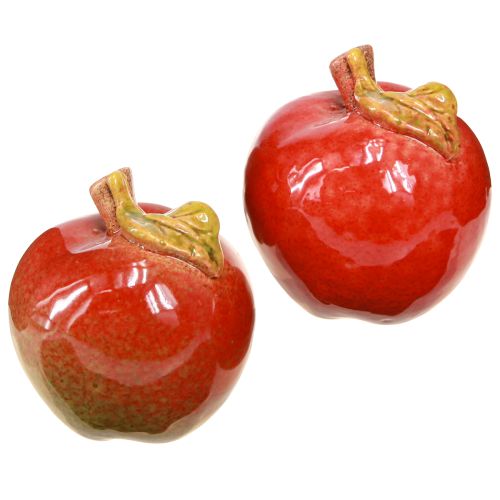Deko Keramik Äpfel Tischdeko Herbst Rot Grün H7,5cm 4 St
