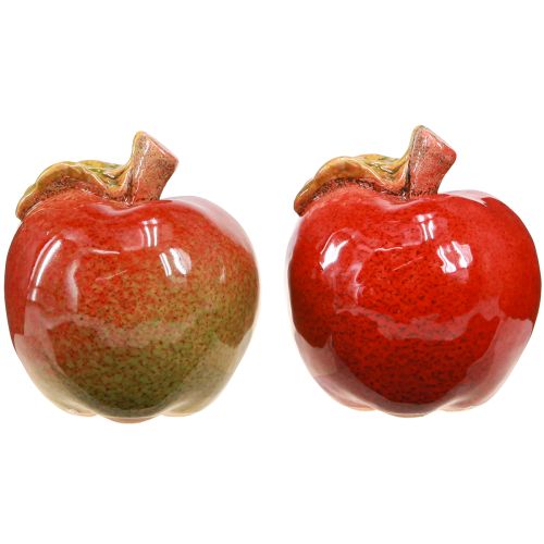 Artikel Deko Keramik Äpfel Tischdeko Herbst Rot Grün H7,5cm 4 St