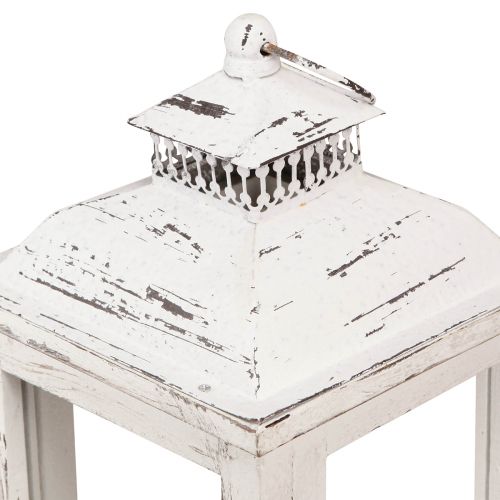 Floristik24 Deko Laterne Shabby Chic Holz Weiß 17,5x17,5cm H37cm