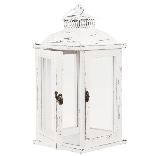 Floristik24 Deko Laterne Shabby Chic Holz Weiß 17,5x17,5cm H37cm