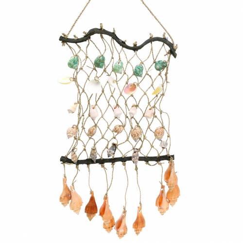 Floristik24 Deko-Netz zum Aufhängen mit Muscheln Natur 25×45cm