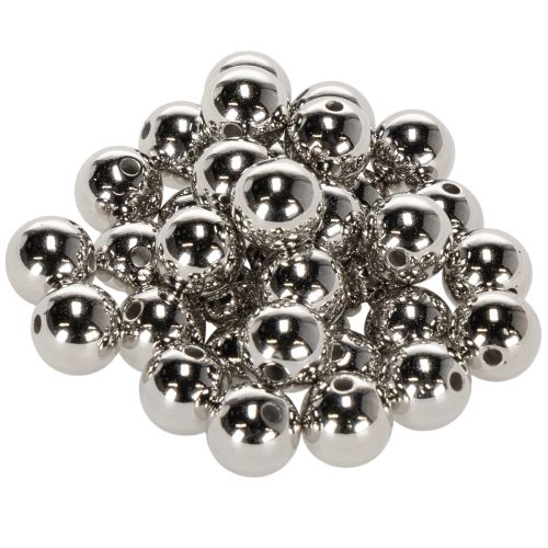 Artikel Deko-Perlen Kunststoff Silber-Metallic 14mm 35 Stück