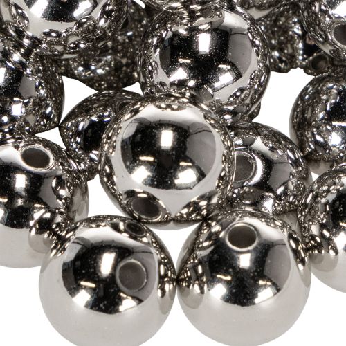 Artikel Deko-Perlen Kunststoff Silber-Metallic 14mm 35 Stück