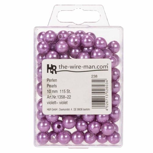 Deko-Perlen Kunststoff Ø10 mm Lila 115 Stück | Floristik24.at