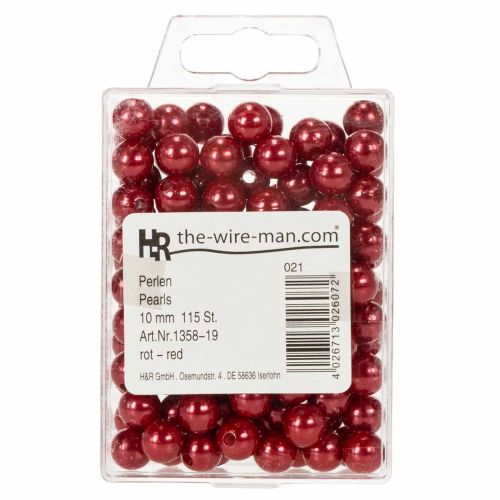 Deko-Perlen Kunststoff Rot Ø10mm 115 Stück | Floristik24.at