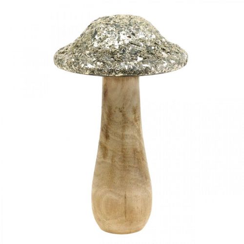 Floristik24 Deko Pilz Holz Holzpilz mit goldenem Mosaikmuster H17cm