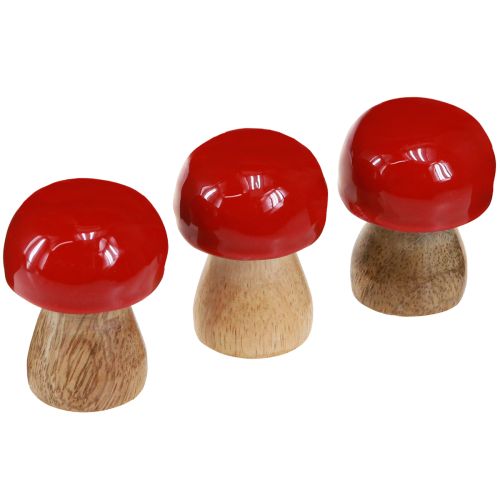 Deko Pilze Rot lackiert Holzpilze Champignons H5cm Ø4cm 6 St