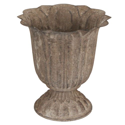 Floristik24 Deko Pokal Antik Look Pflanzkübel Grau Braun Ø15cm H16cm