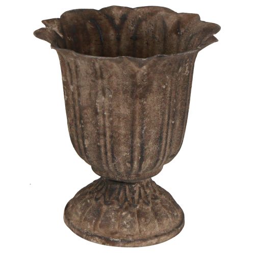Floristik24 Deko Pokal Antik Mini Pflanzkübel Grau Braun Ø12cm H13cm