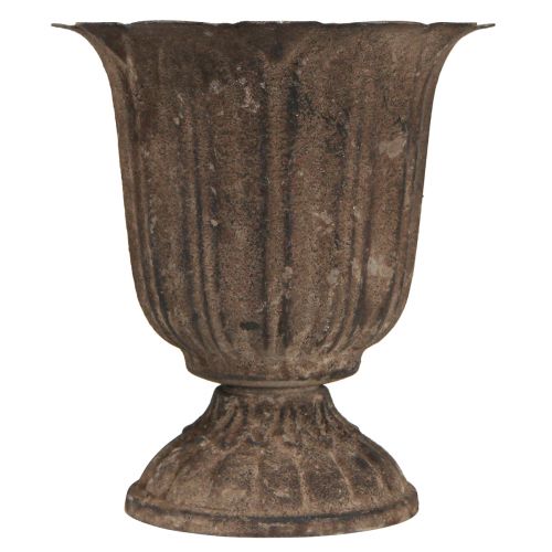 Floristik24 Deko Pokal Antik Mini Pflanzkübel Grau Braun Ø12cm H13cm