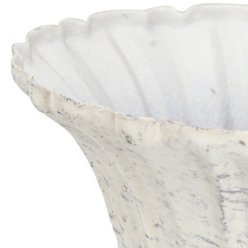 Floristik24 Deko Pokal Antik Weiß Metall Kelch Shabby Chic Ø12cm H12cm