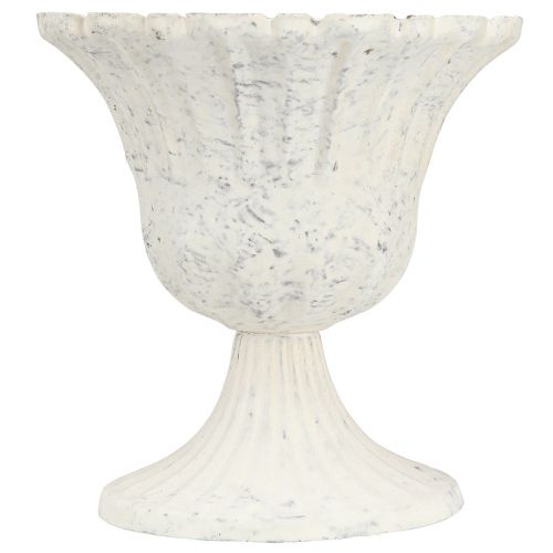 Floristik24 Deko Pokal Antik Weiß Metall Kelch Shabby Chic Ø12cm H12cm