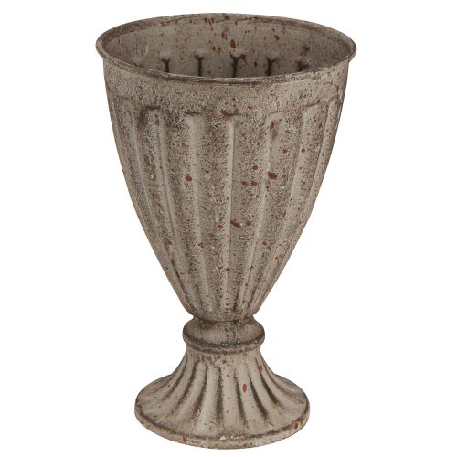 Floristik24 Deko Pokal Übertopf Antik Look Grau Braun Ø13cm H19cm