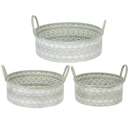 Artikel Deko-Schale Metall mit Griffen Übertopf Vintage 3er-Set
