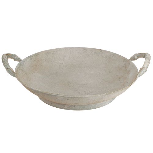 Artikel Deko Schale Shabby Chic Grau Metall Deko mit Griffen Ø31cm