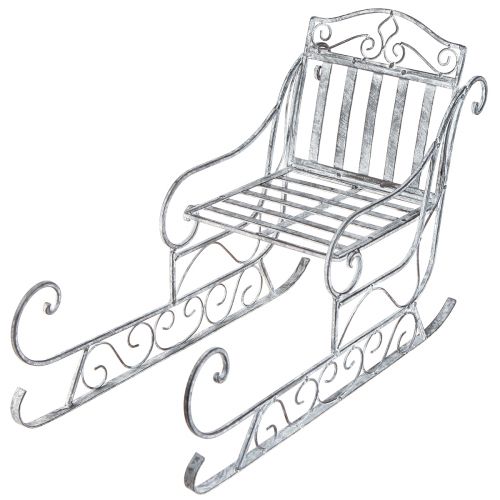Floristik24 Deko Schlitten Weiß gewaschen Schlitten Metall 47×21×32,5cm