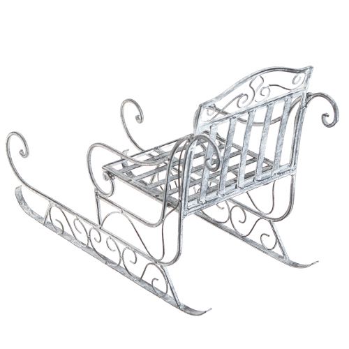 Floristik24 Deko Schlitten Weiß gewaschen Schlitten Metall 47×21×32,5cm
