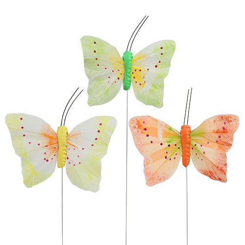 Floristik24 Deko-Schmetterlinge am Draht farbig 8,5cm 12St