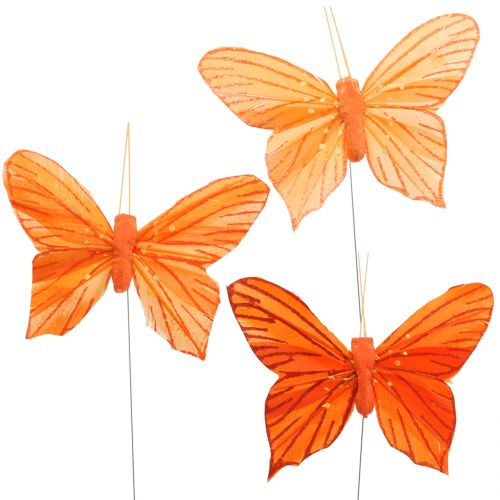 Floristik24 Deko-Schmetterling Orange 12St
