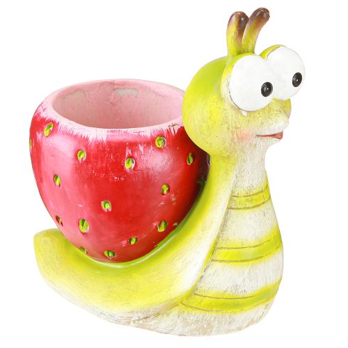 Deko Schnecke Blumentopf Erdbeer Keramik Grün Rot 15,5cm