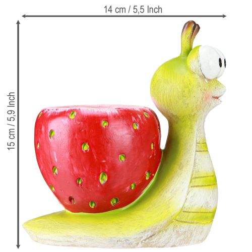 Artikel Deko Schnecke Blumentopf Erdbeer Keramik Grün Rot 15,5cm